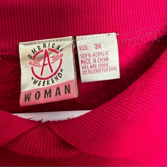Vintage Snowflake Sweater Women's size 3x pink collared winter holidays - Picture 6 of 8
